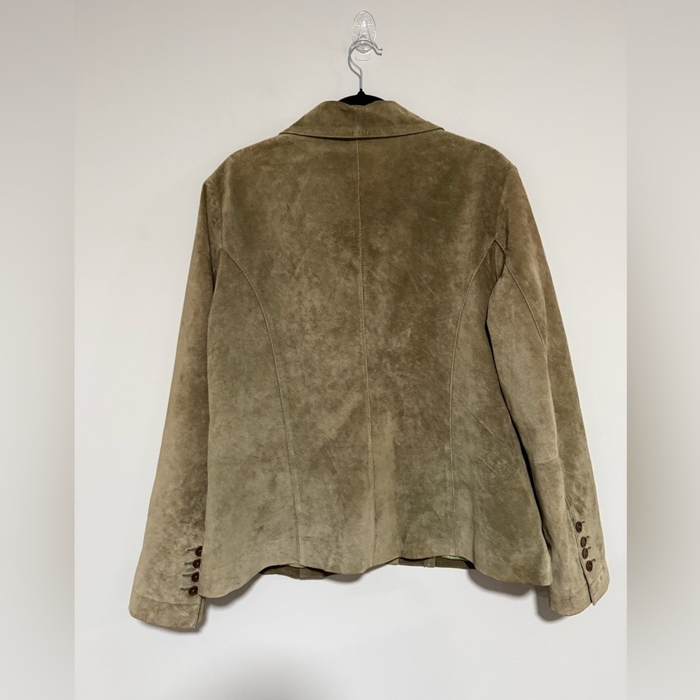 Eddie Bauer Women's Seattle Suede Tan Blazer Size XXL Washable Western Boho - Picture 2 of 12